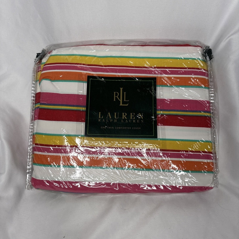 Lauren Ralph Lauren Beachside Stripe Twin Comforter Cover 66 X 86" NEW